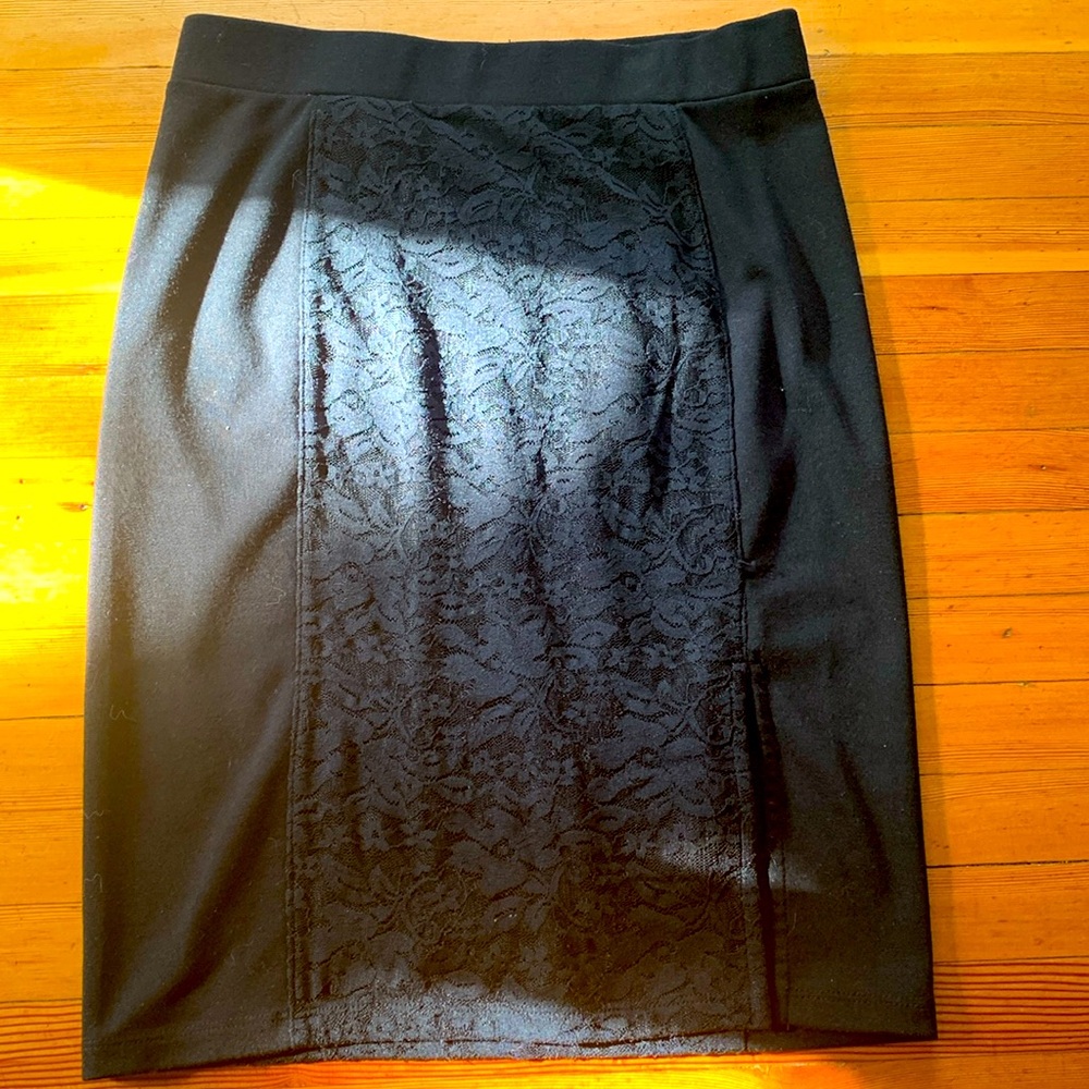 Black skirt with lace front insert